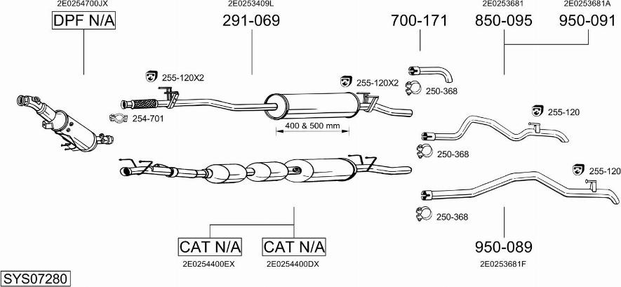 Bosal SYS07280 - Система випуску ОГ autocars.com.ua