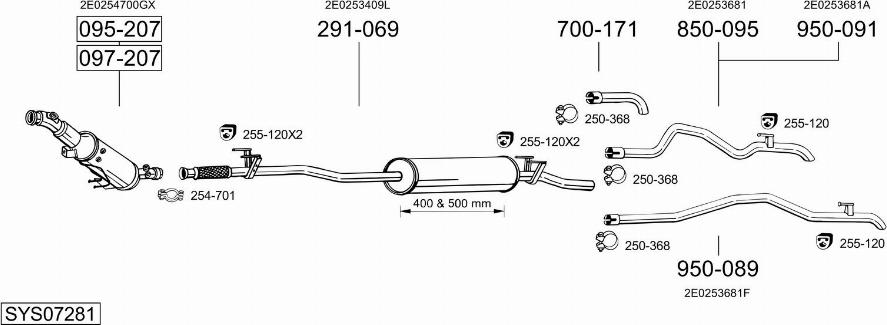 Bosal SYS07281 - Система випуску ОГ autocars.com.ua