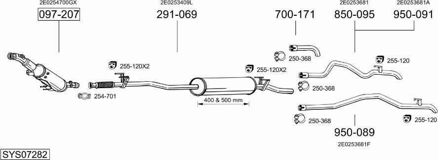 Bosal SYS07282 - Система випуску ОГ autocars.com.ua