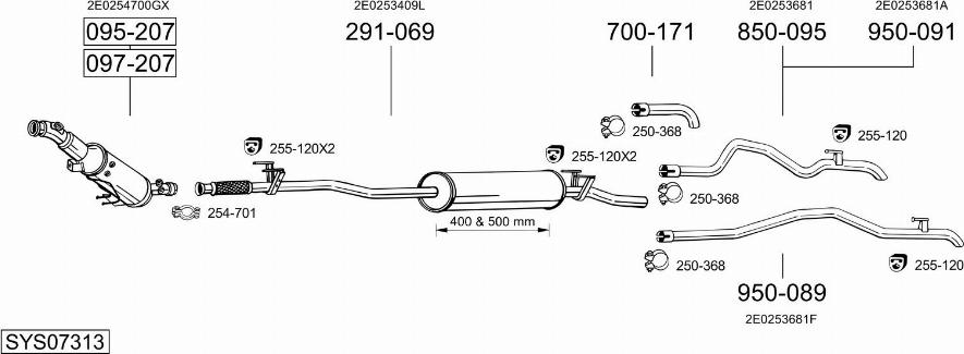 Bosal SYS07313 - Система випуску ОГ autocars.com.ua
