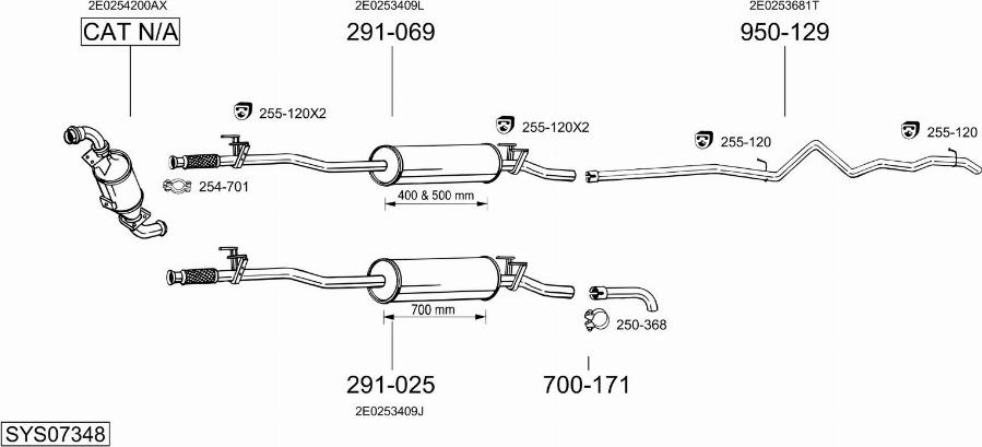 Bosal SYS07348 - Система випуску ОГ autocars.com.ua