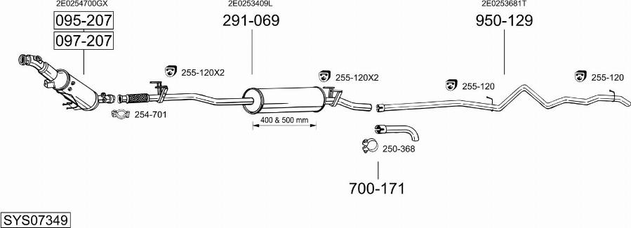 Bosal SYS07349 - Система випуску ОГ autocars.com.ua