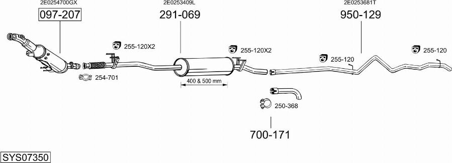 Bosal SYS07350 - Система випуску ОГ autocars.com.ua