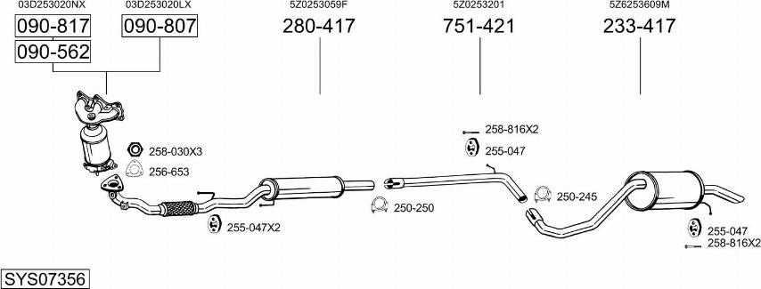 Bosal SYS07356 - Система випуску ОГ autocars.com.ua