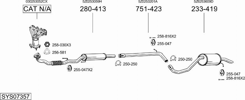 Bosal SYS07357 - Система выпуска ОГ avtokuzovplus.com.ua