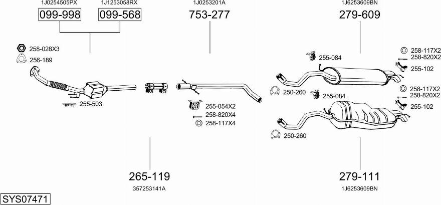 Bosal SYS07471 - Система випуску ОГ autocars.com.ua