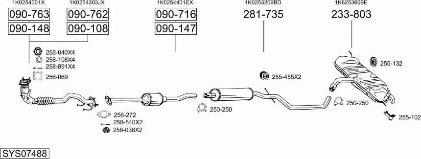 Bosal SYS07488 - Система випуску ОГ autocars.com.ua