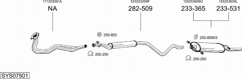 Bosal SYS07501 - Система випуску ОГ autocars.com.ua