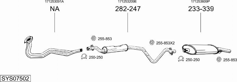 Bosal SYS07502 - Система випуску ОГ autocars.com.ua