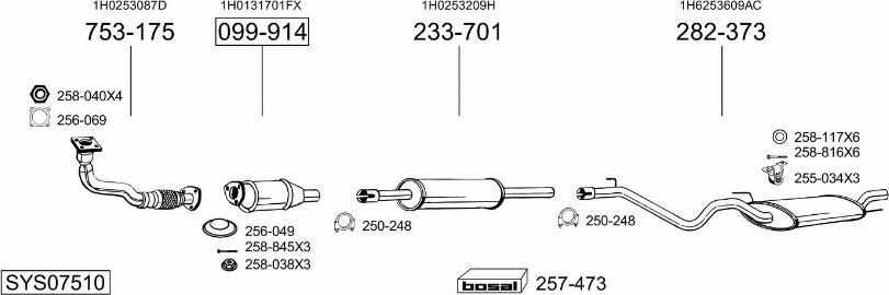 Bosal SYS07510 - Система випуску ОГ autocars.com.ua