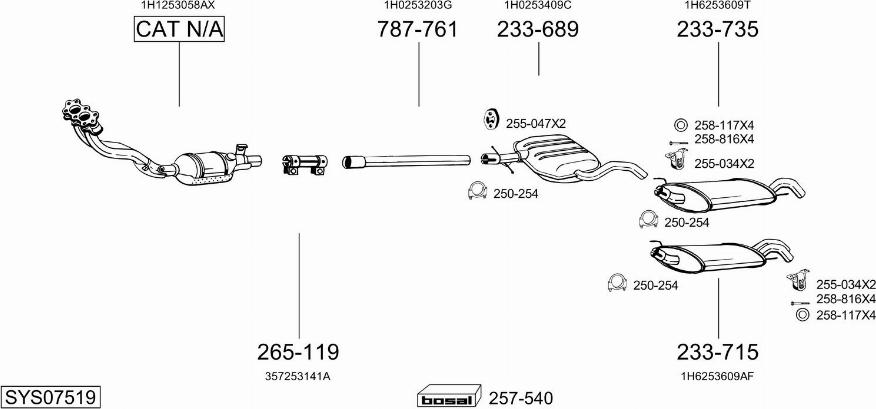 Bosal SYS07519 - Система випуску ОГ autocars.com.ua