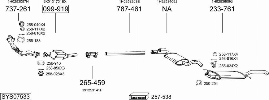 Bosal SYS07533 - Система випуску ОГ autocars.com.ua