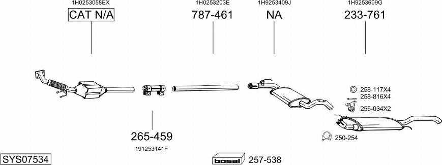 Bosal SYS07534 - Система випуску ОГ autocars.com.ua