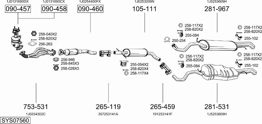 Bosal SYS07560 - Система випуску ОГ autocars.com.ua