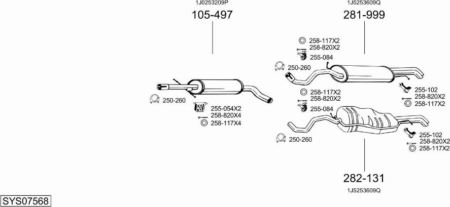 Bosal SYS07568 - Система випуску ОГ autocars.com.ua