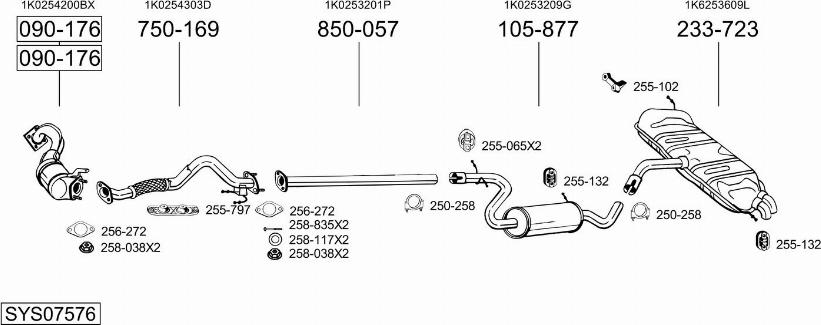 Bosal SYS07576 - Система випуску ОГ autocars.com.ua