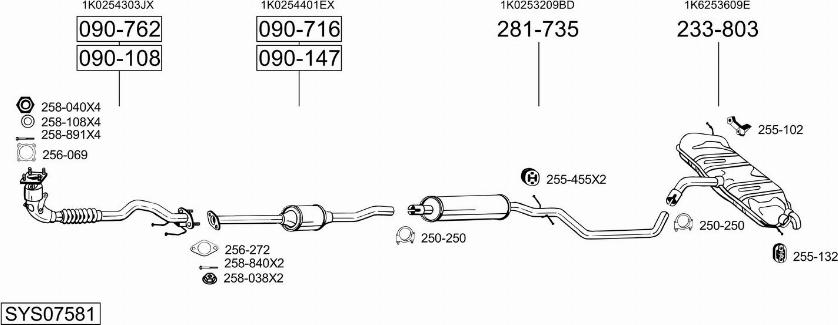 Bosal SYS07581 - Система випуску ОГ autocars.com.ua