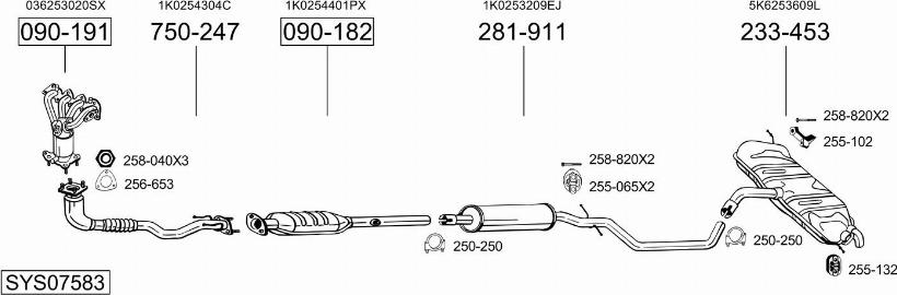 Bosal SYS07583 - Система випуску ОГ autocars.com.ua