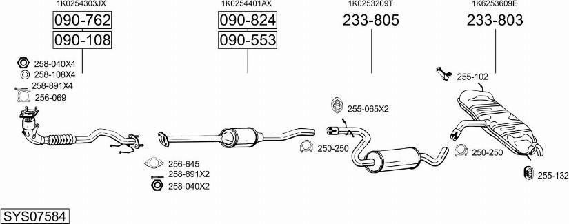 Bosal SYS07584 - Система випуску ОГ autocars.com.ua