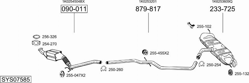 Bosal SYS07585 - Система випуску ОГ autocars.com.ua