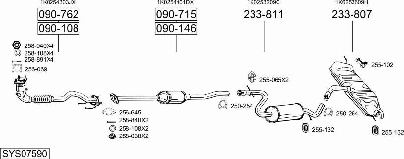 Bosal SYS07590 - Система випуску ОГ autocars.com.ua