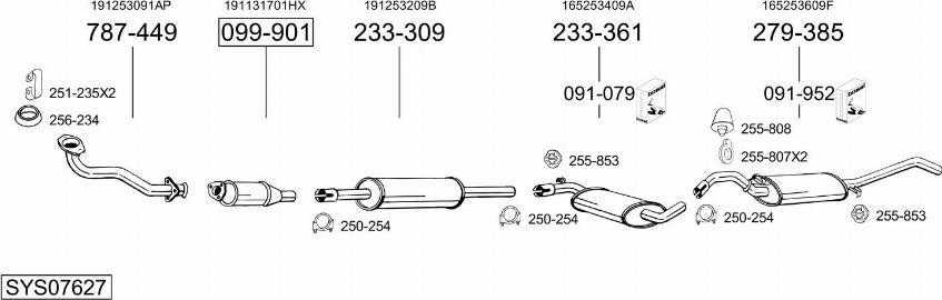 Bosal SYS07627 - Система випуску ОГ autocars.com.ua