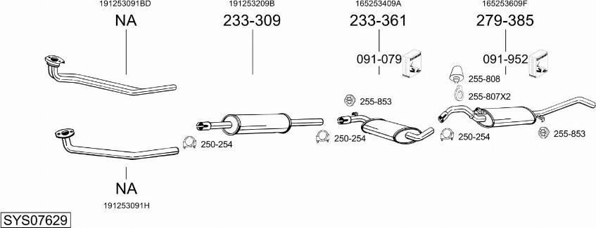 Bosal SYS07629 - Система випуску ОГ autocars.com.ua
