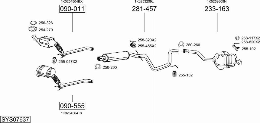 Bosal SYS07637 - Система випуску ОГ autocars.com.ua