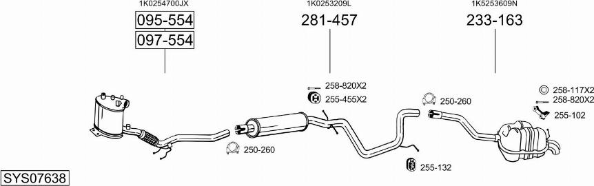 Bosal SYS07638 - Система випуску ОГ autocars.com.ua