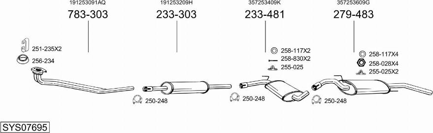 Bosal SYS07695 - Система випуску ОГ autocars.com.ua