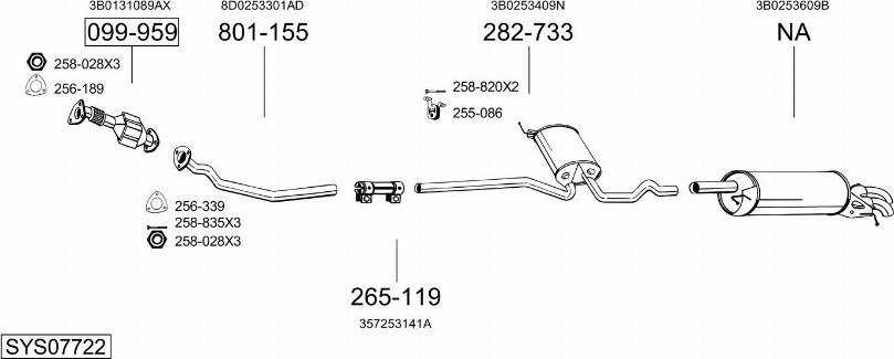 Bosal SYS07722 - Система випуску ОГ autocars.com.ua