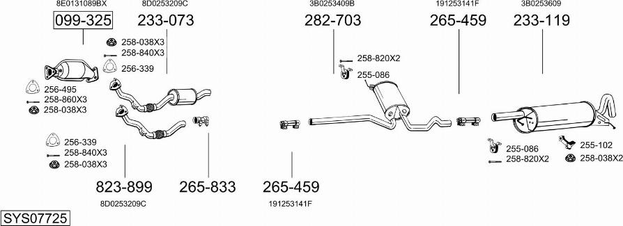 Bosal SYS07725 - Система випуску ОГ autocars.com.ua