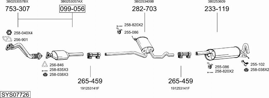 Bosal SYS07726 - Система випуску ОГ autocars.com.ua