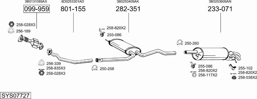 Bosal SYS07727 - Система випуску ОГ autocars.com.ua
