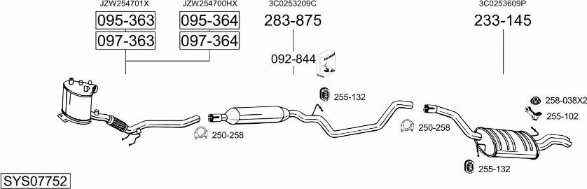 Bosal SYS07752 - Система випуску ОГ autocars.com.ua