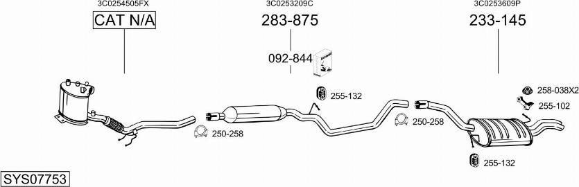 Bosal SYS07753 - Система випуску ОГ autocars.com.ua