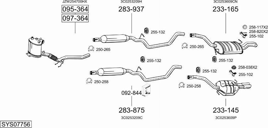 Bosal SYS07756 - Система випуску ОГ autocars.com.ua