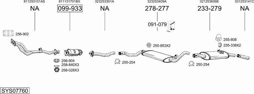 Bosal SYS07760 - Система випуску ОГ autocars.com.ua