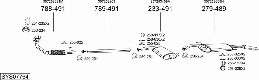 Bosal SYS07764 - Система випуску ОГ autocars.com.ua