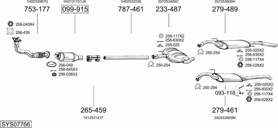 Bosal SYS07766 - Система випуску ОГ autocars.com.ua