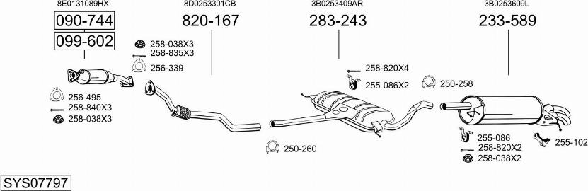 Bosal SYS07797 - Система випуску ОГ autocars.com.ua