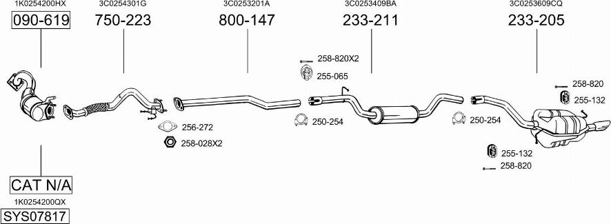 Bosal SYS07817 - Система випуску ОГ autocars.com.ua