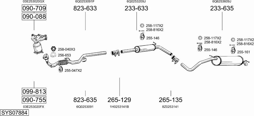 Bosal SYS07884 - Система выпуска ОГ avtokuzovplus.com.ua