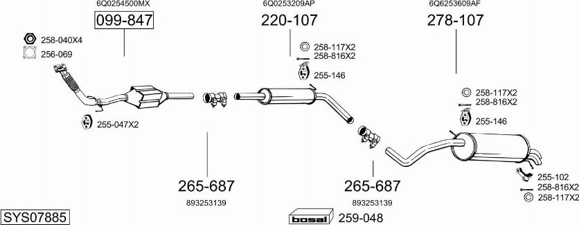 Bosal SYS07885 - Система выпуска ОГ avtokuzovplus.com.ua