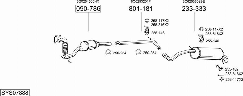 Bosal SYS07888 - Система випуску ОГ autocars.com.ua
