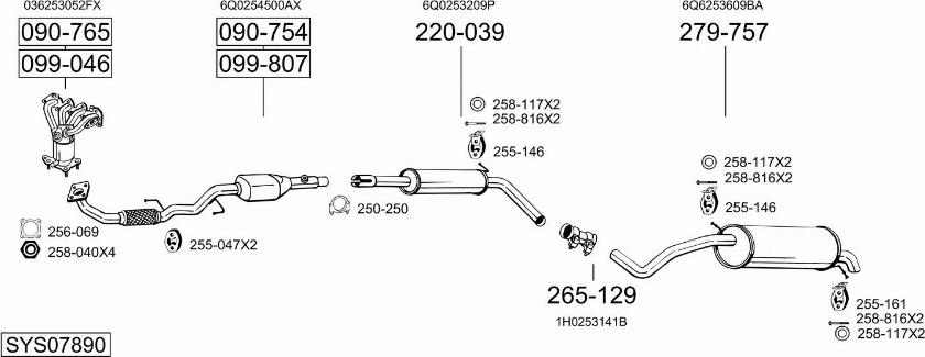 Bosal SYS07890 - Система випуску ОГ autocars.com.ua