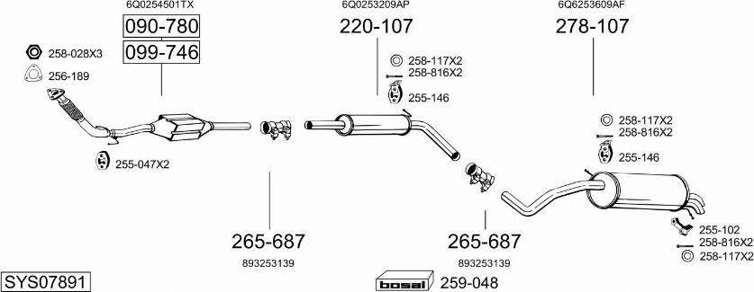 Bosal SYS07891 - Система випуску ОГ autocars.com.ua