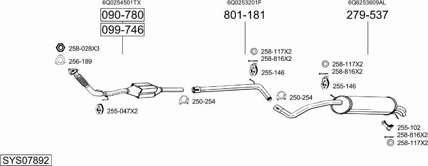 Bosal SYS07892 - Система випуску ОГ autocars.com.ua