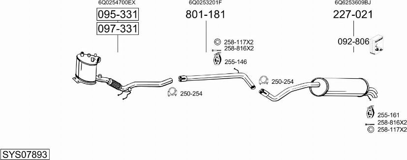 Bosal SYS07893 - Система випуску ОГ autocars.com.ua