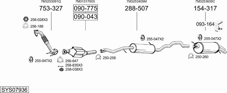 Bosal SYS07936 - Система випуску ОГ autocars.com.ua